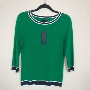 Tommy Hilfiger Navy/ Green 100% Cotton Sweater